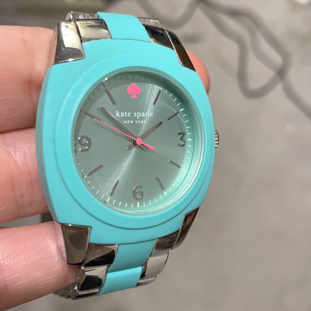 Kate Spade teal, pink and silver watch